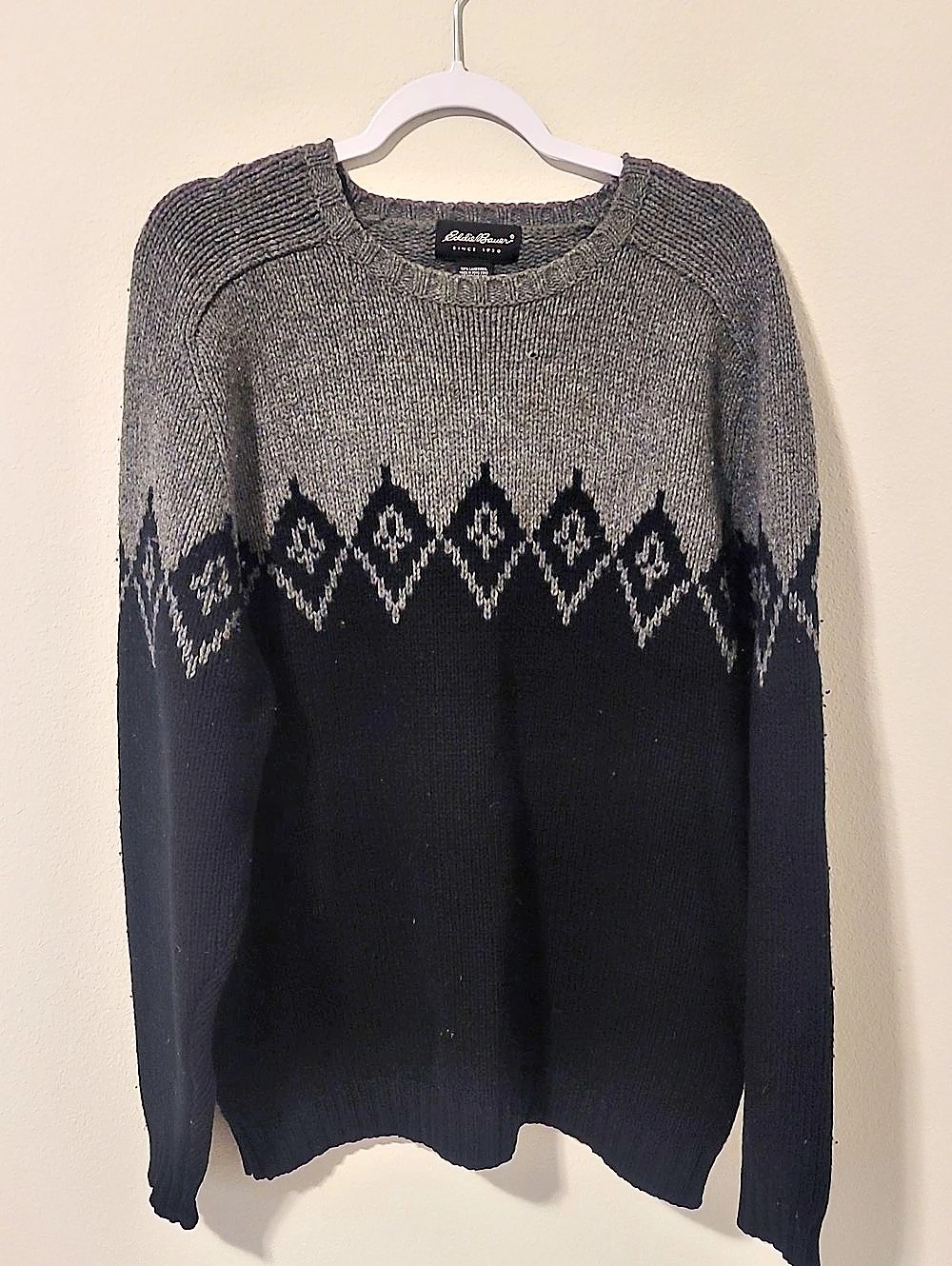 Eddie Bauer Lambswool Geometric Sweater Size XL